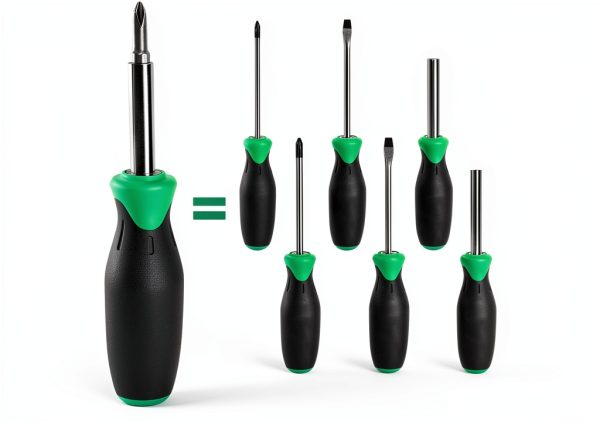 Amazon Basics 6-in-1 Multi-Bit Screwdriver Stainless Steel-3