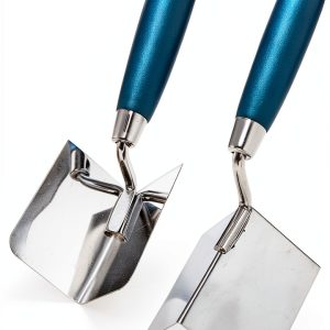 Peohud 2 Pieces Drywall Corner Tool Set, Inside and Outside Corner Knife, Stainless Steel Corner Trowel, Concrete Finishing Tool for Plastering Bricklaying Corner Finishing Work-0