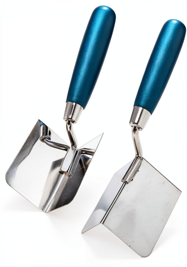 Peohud 2 Pieces Drywall Corner Tool Set, Inside and Outside Corner Knife, Stainless Steel Corner Trowel, Concrete Finishing Tool for Plastering Bricklaying Corner Finishing Work-0
