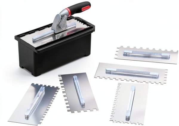 Fishark Switchable Notch Trowel Set，8 Piece Trowel Box Kit, Made of Premium Stainless Steel with Soft Grip Handle, Perfect Tool for Cement, Concrete, Masonry Tile Installation Work-0