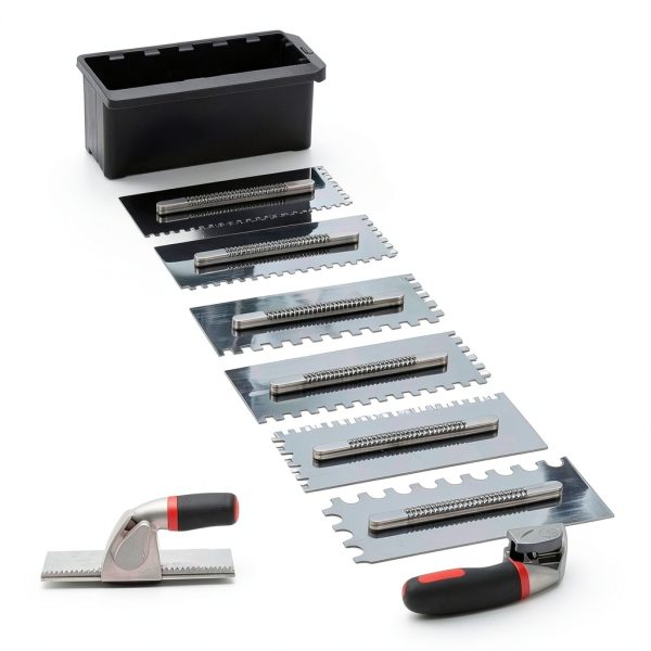 Fishark Switchable Notch Trowel Set，8 Piece Trowel Box Kit, Made of Premium Stainless Steel with Soft Grip Handle, Perfect Tool for Cement, Concrete, Masonry Tile Installation Work-4